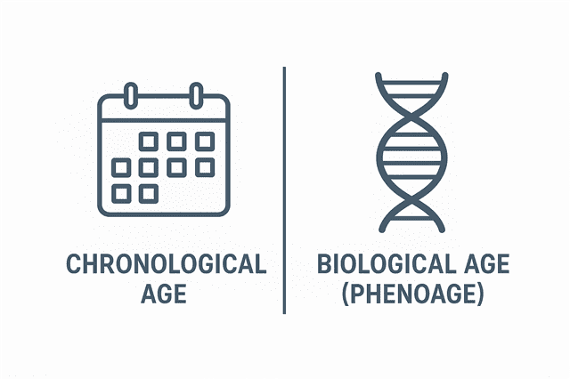 infographic showing the difference between chronological age and biological age