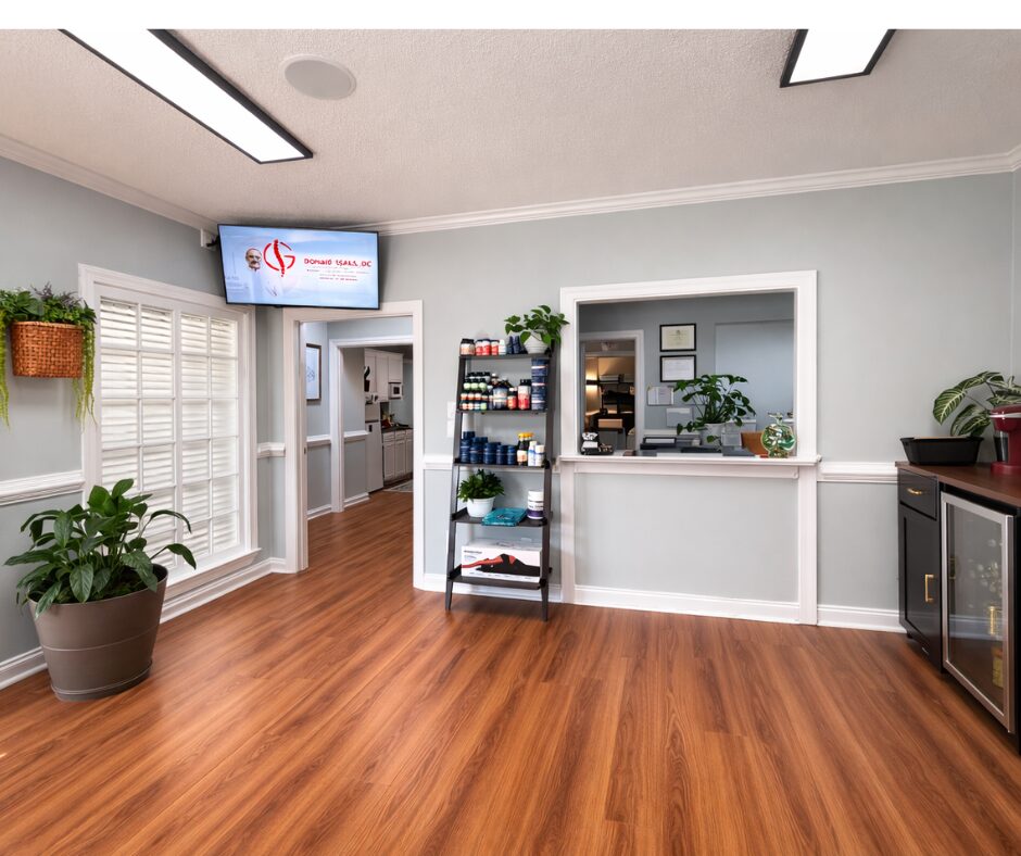 Waiting room at grovetown chiropractic, a chiropractic clinic for personal injury patients